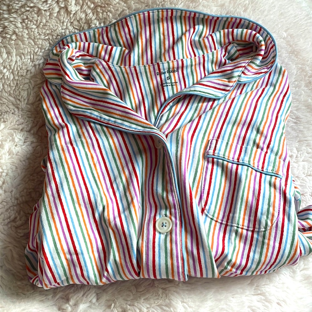 Roller rabbit party stripe pj set